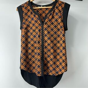 Daniel Rainn Brown Orange and Black Geometric Blouse